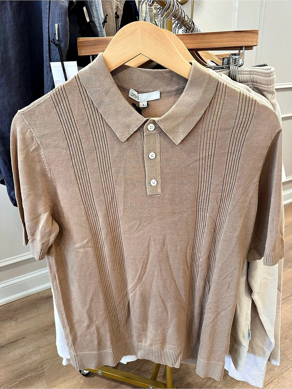 NWT Onia Silk Ribbed Knit Polo